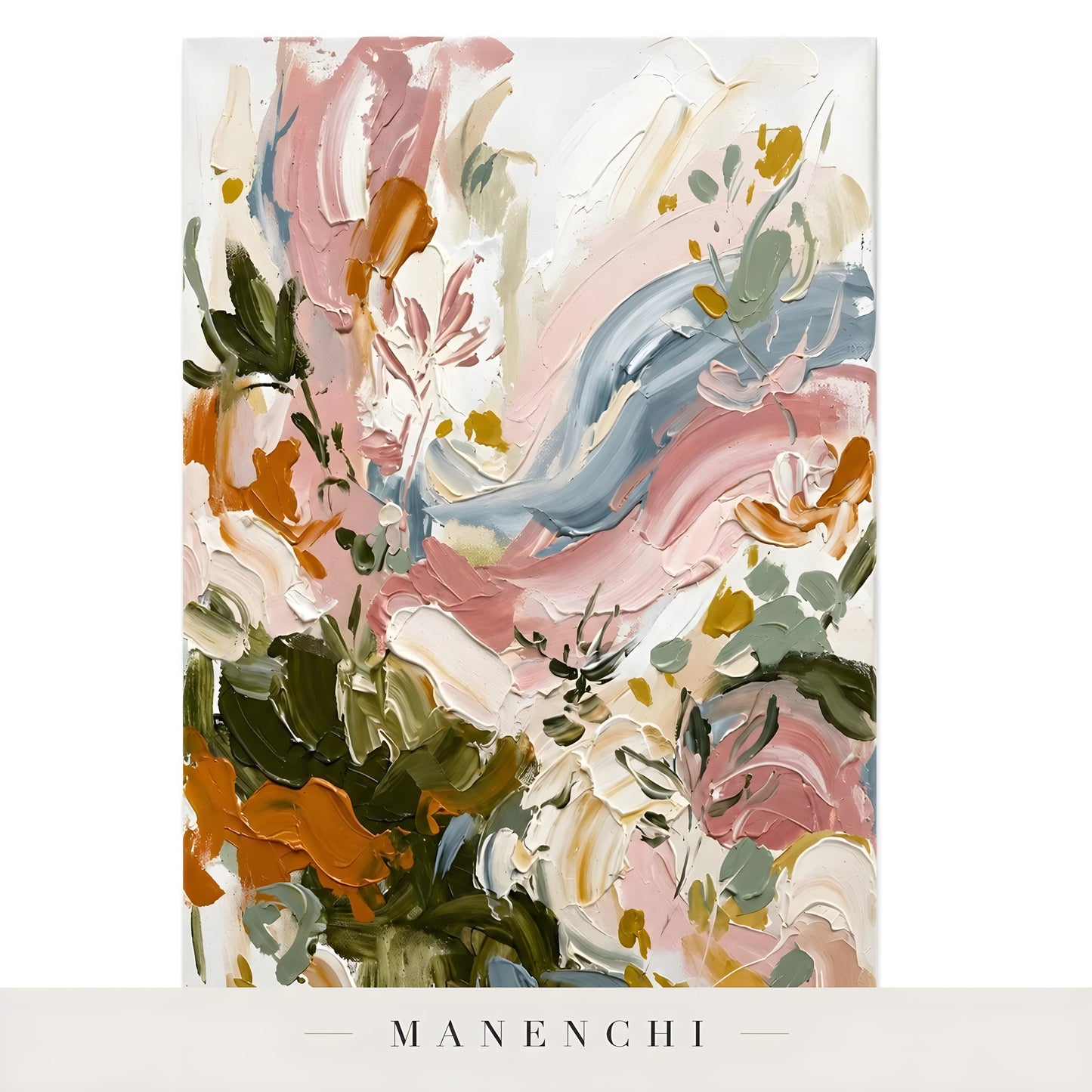 Botanical Kinetic Rhapsody abstract painting displayed in isolated painting on white
