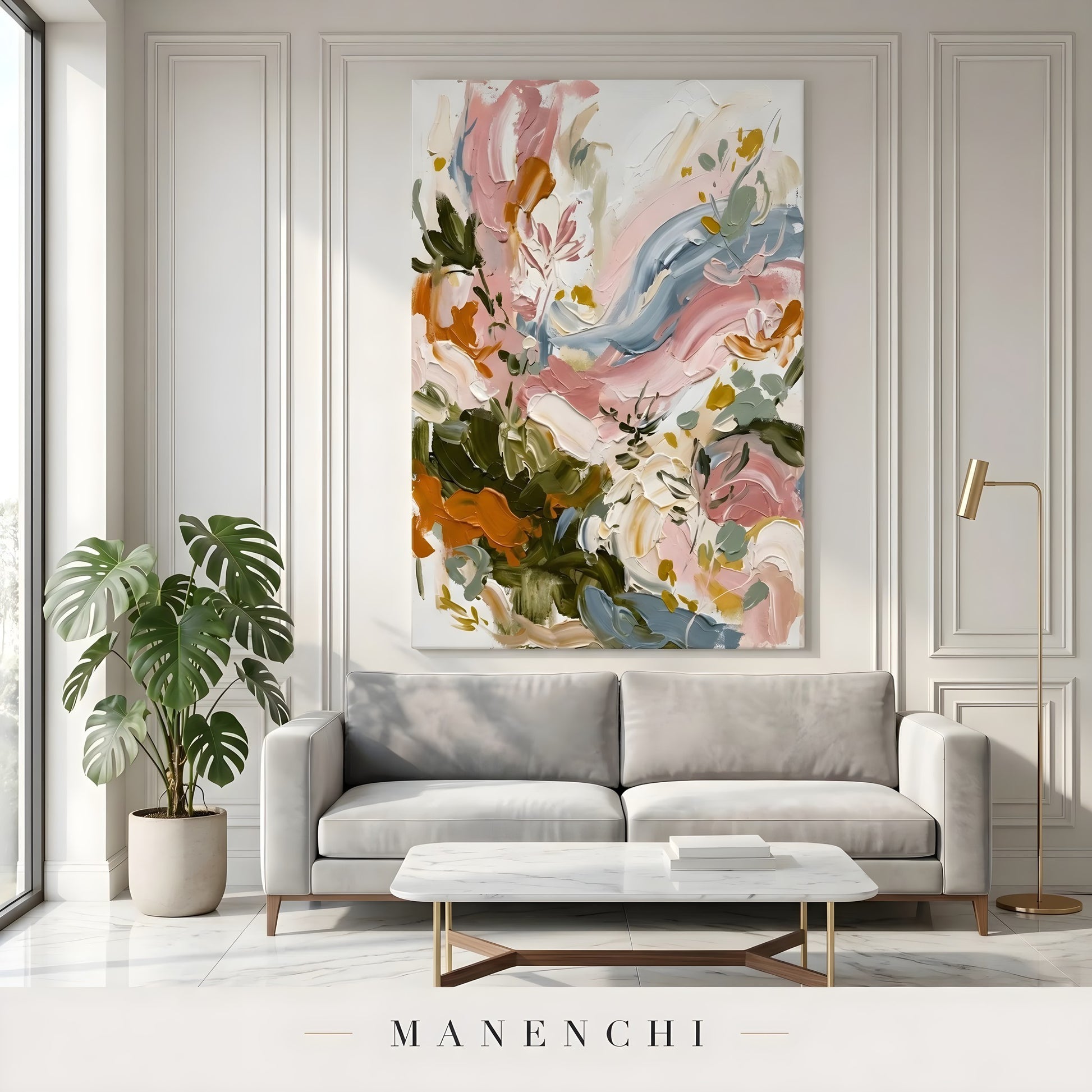 Botanical Kinetic Rhapsody - original hand-painted abstract painting by Manenchi
