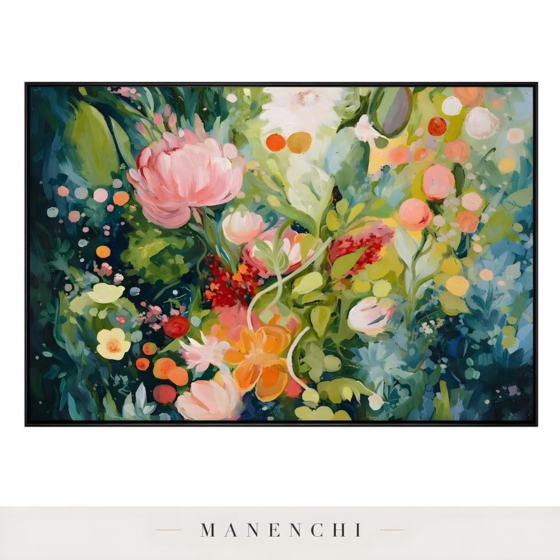 Botanical Nocturne Symphony - original hand-painted abstract painting by Manenchi
