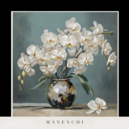 Botanical Orchid Solace - original hand-painted abstract painting by Manenchi
