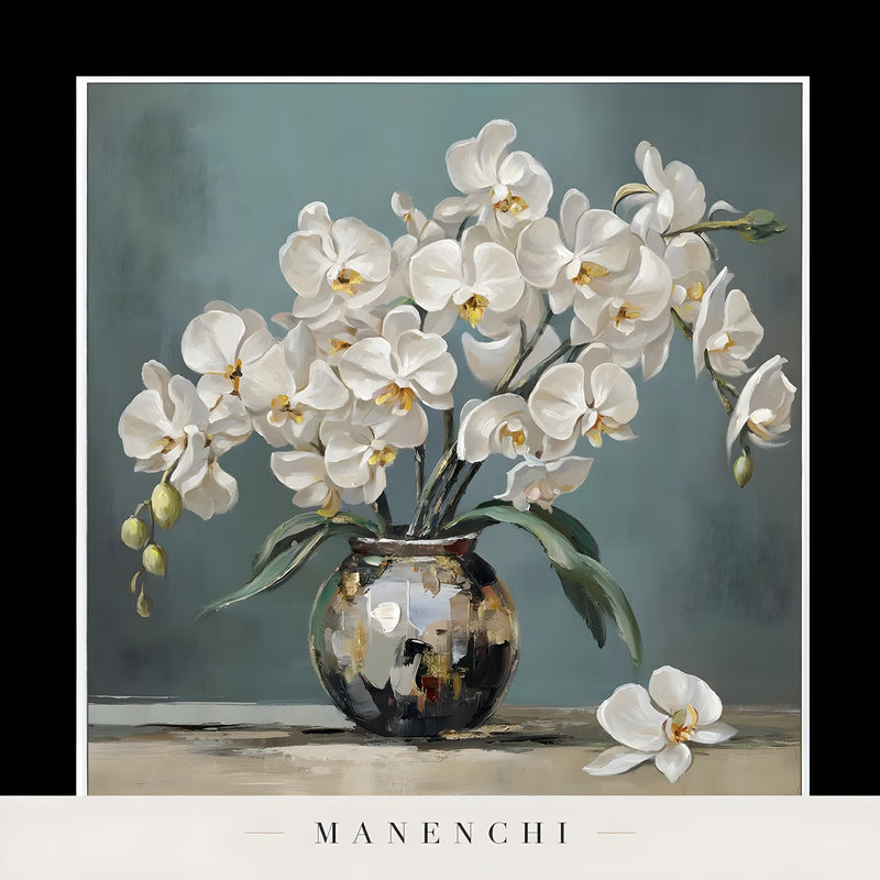 Botanical Orchid Solace - original hand-painted abstract painting by Manenchi