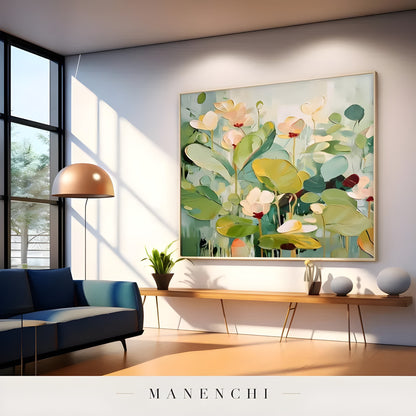Botanical Verdant Reverie - original hand-painted abstract painting by Manenchi