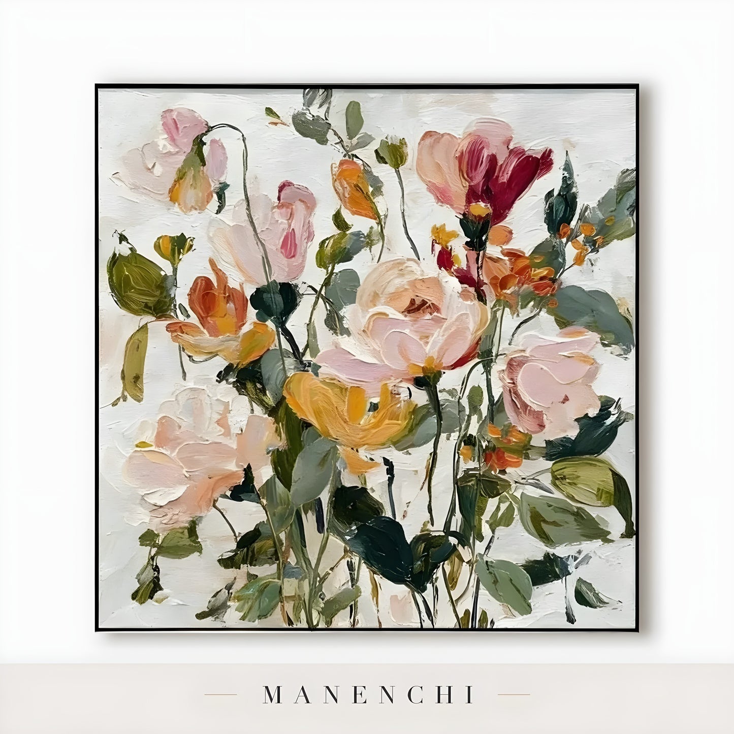 Close-up detail of the brushwork in Botanical Whispers