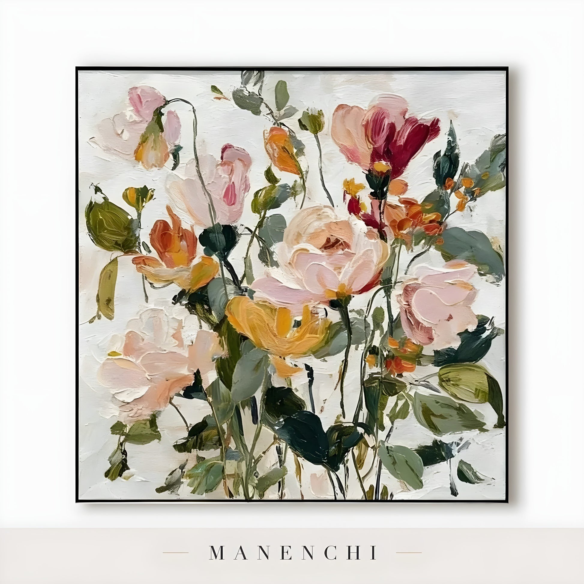 Close-up detail of the brushwork in Botanical Whispers