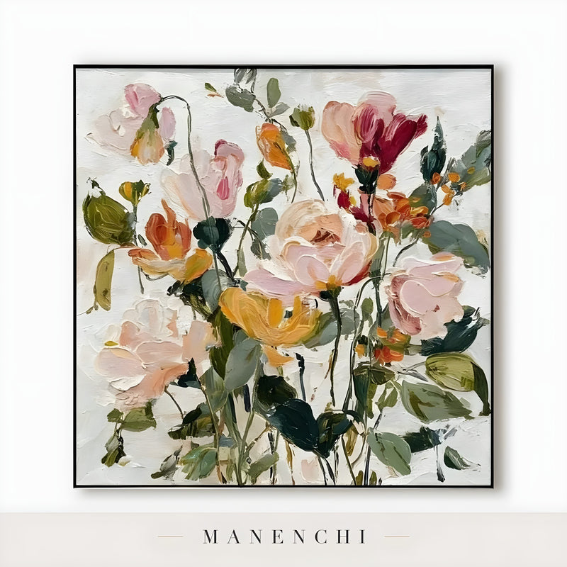 Close-up detail of the brushwork in Botanical Whispers