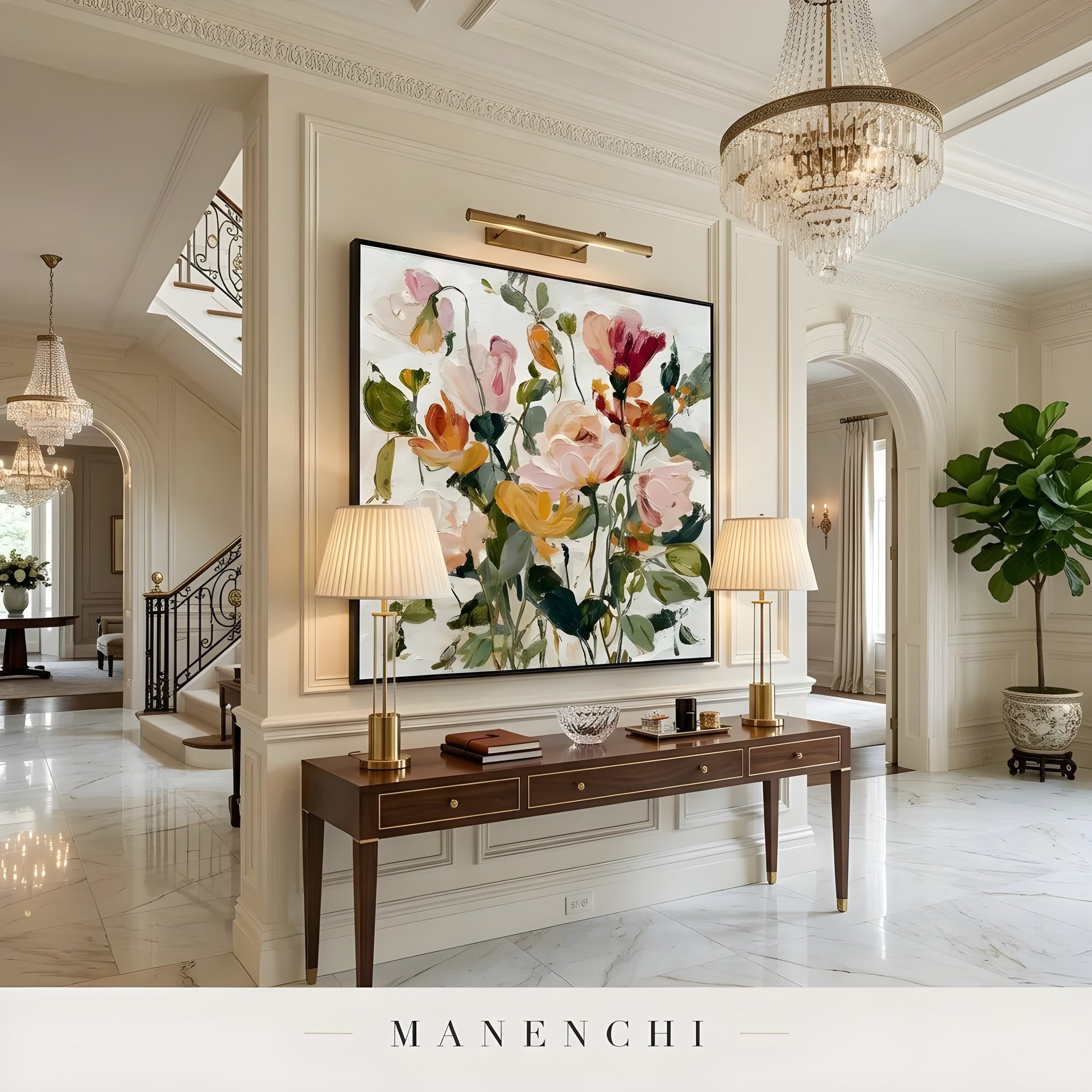 Botanical Whispers - original hand-painted abstract painting by Manenchi