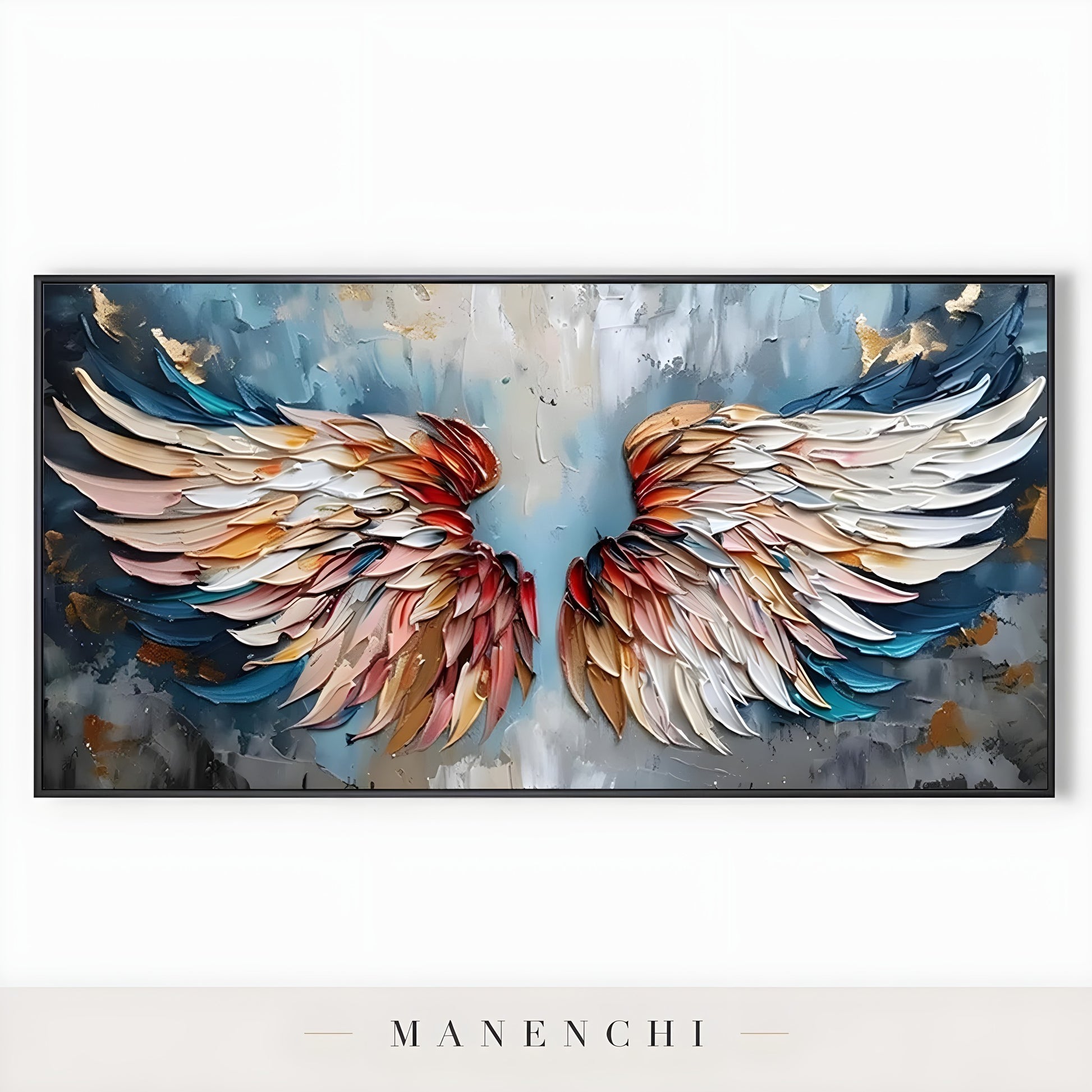 Celestial Avian Ascent - original hand-painted abstract painting by Manenchi