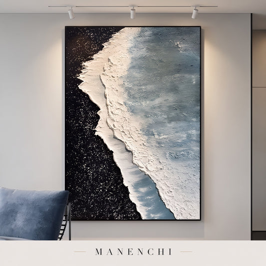 Celestial Tide abstract painting displayed in a modern living room