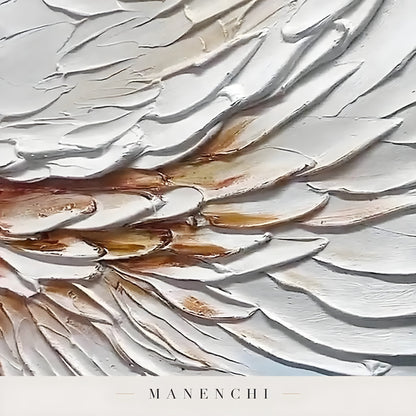 Close-up detail of the textured brushwork in Celestial Winged Grace