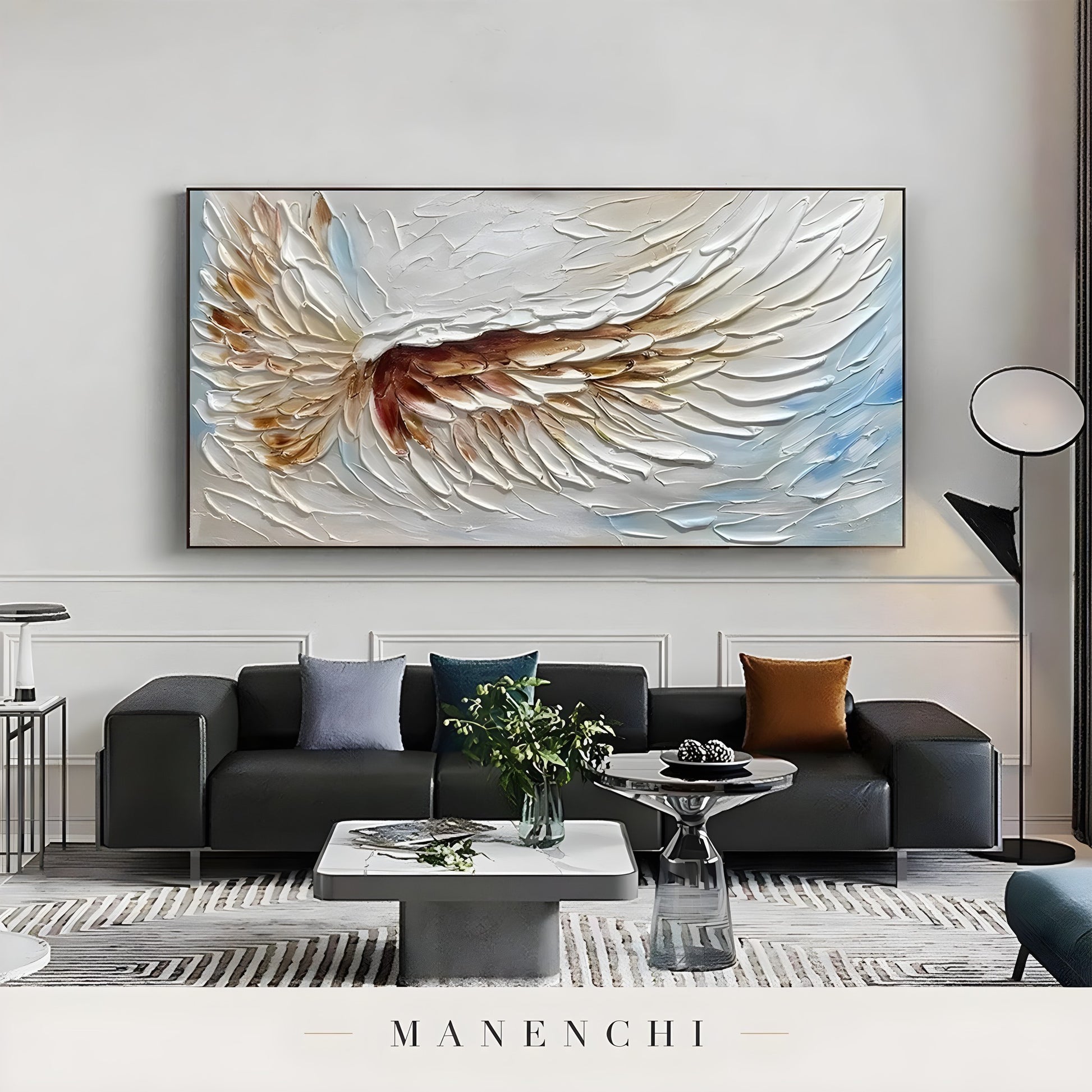 Celestial Winged Grace - original hand-painted abstract painting by Manenchi