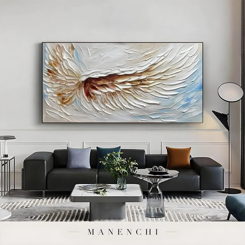 Celestial Winged Grace - original hand-painted abstract painting by Manenchi