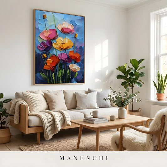 Cerulean Bloom - original hand-painted abstract painting by Manenchi