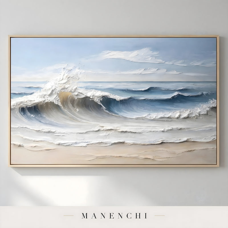 Cerulean Tidal Impression - original hand-painted abstract painting by Manenchi