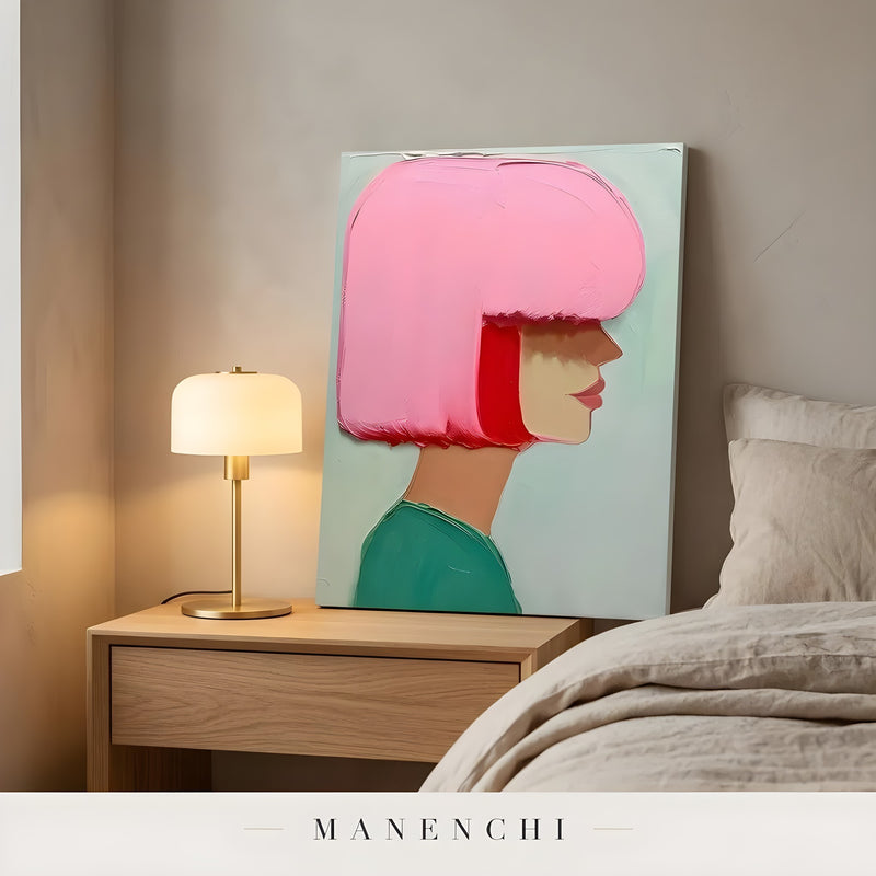 Chromatic Muse Profile portrait displayed in bedroom art decor