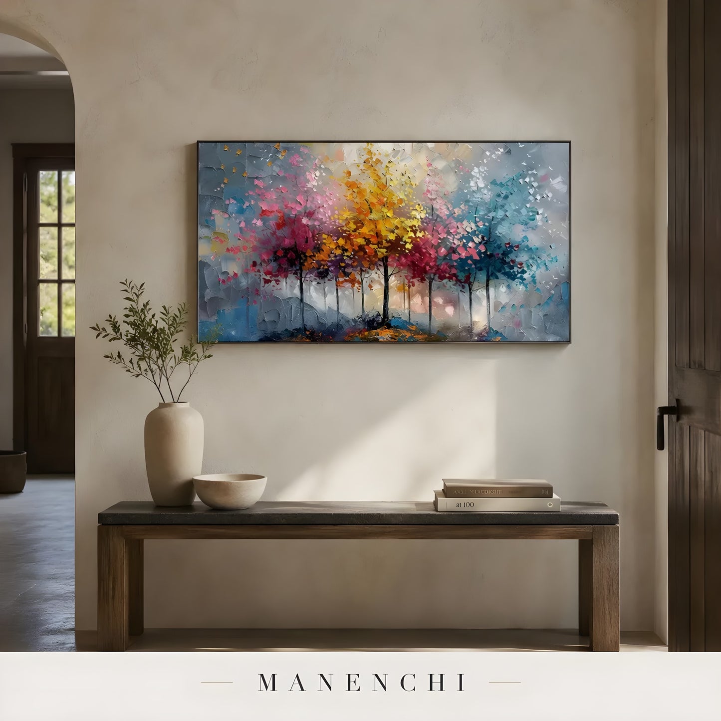 Chromatic Seasonal Reverie - original hand-painted abstract painting by Manenchi