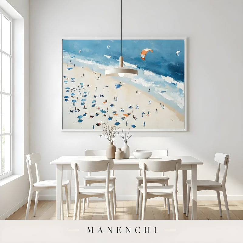 Coastal Aerial Breeze abstract painting displayed in dining room