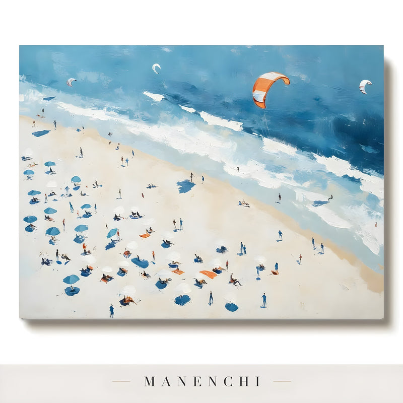 Coastal Aerial Breeze - original hand-painted abstract painting by Manenchi