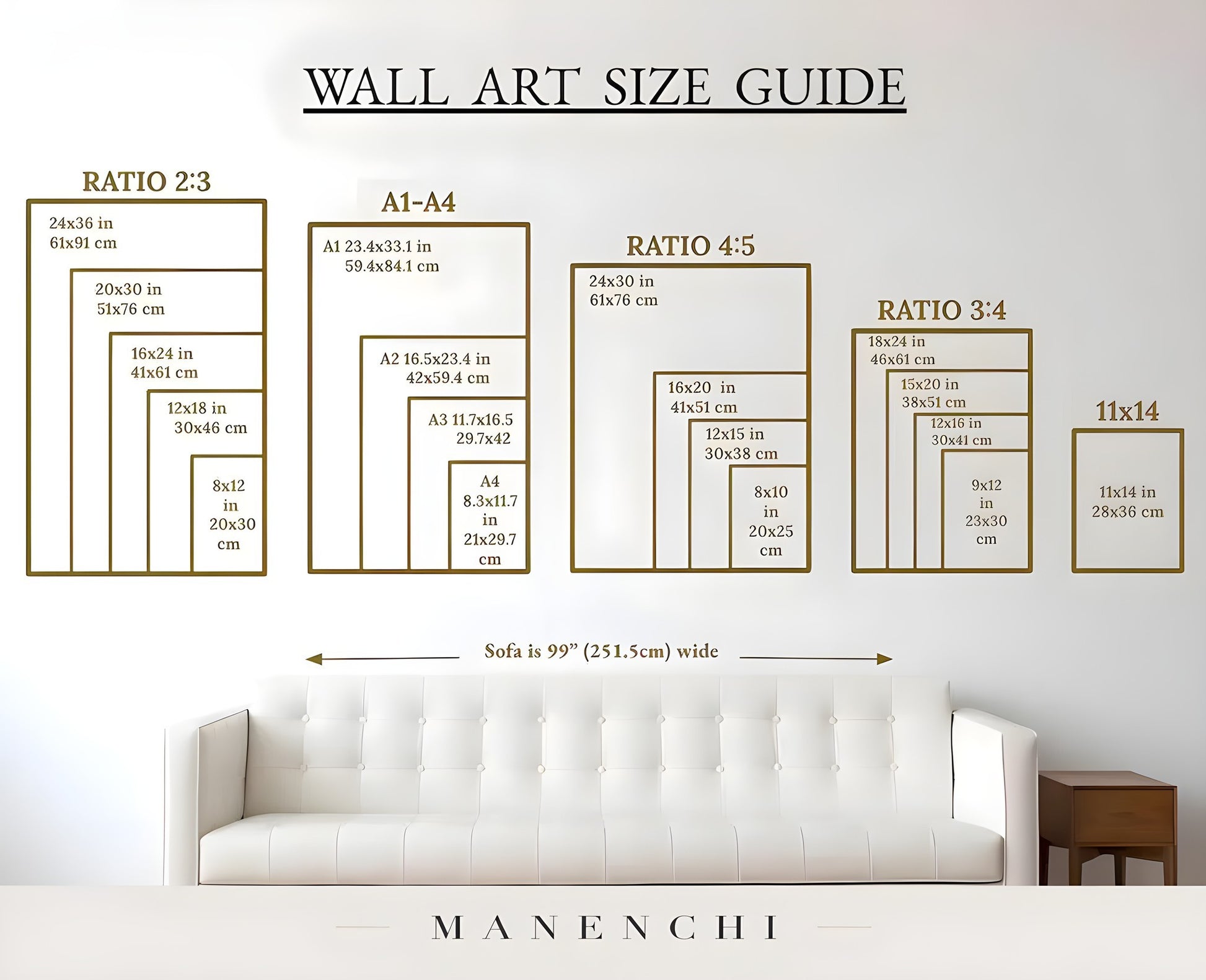 Coastal Nocturnal Horizon abstract painting displayed in wall art size guide