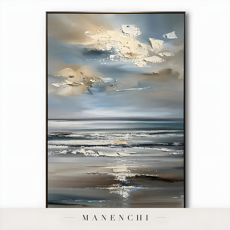 Coastal Nocturnal Horizon - original hand-painted abstract painting by Manenchi