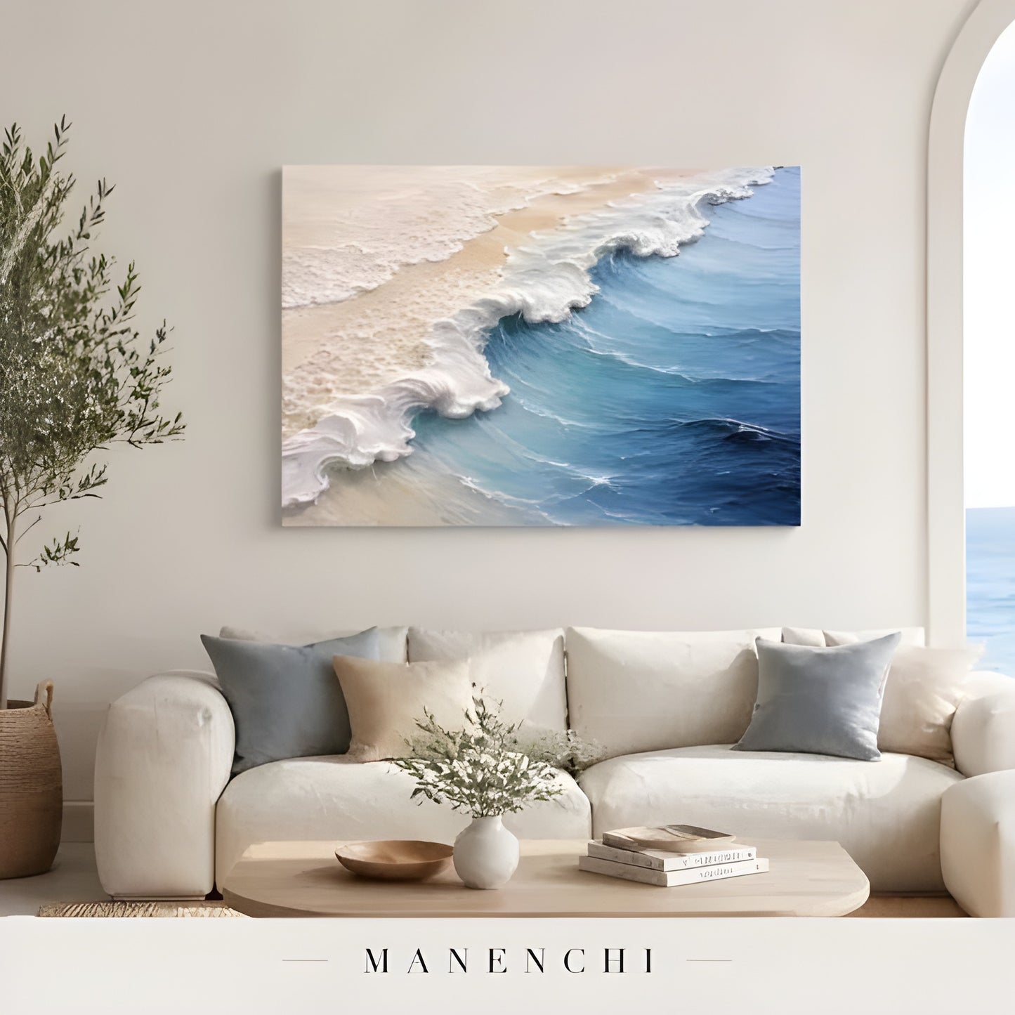 Coastal Sculpted Tide - original hand-painted abstract painting by Manenchi