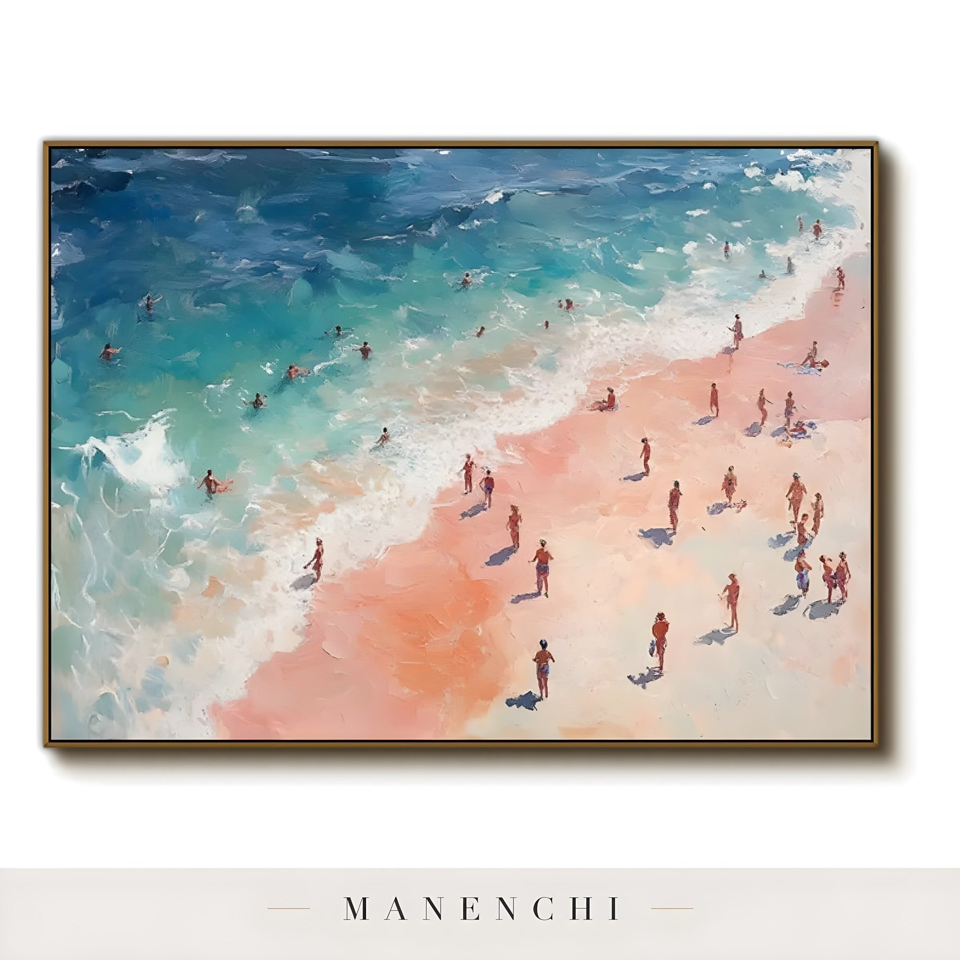 Coastal Sunlit Reverie abstract painting displayed in art print isolated view