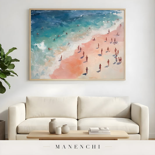 Coastal Sunlit Reverie - original hand-painted abstract painting by Manenchi
