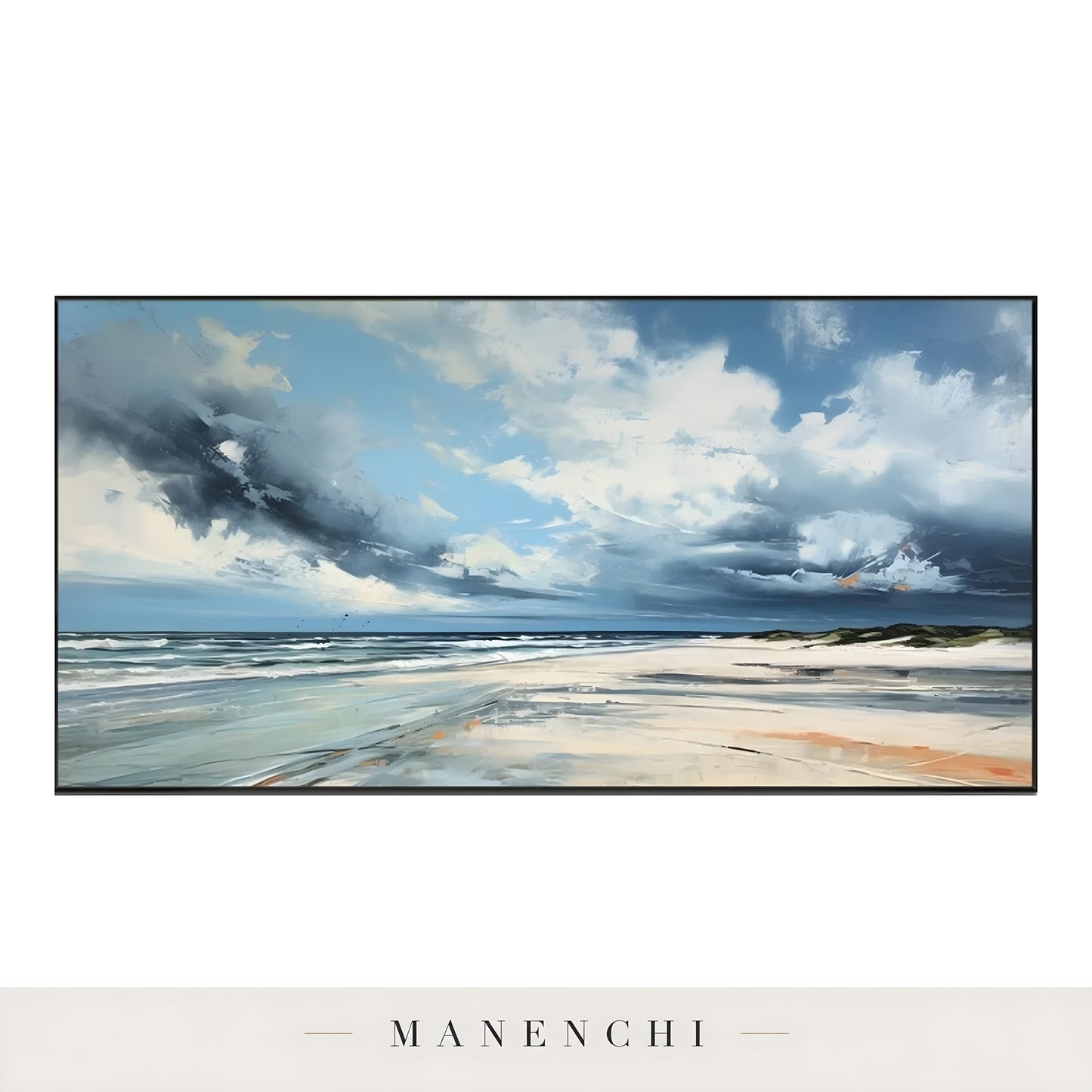 Coastal Tempest Horizon - original hand-painted abstract painting by Manenchi