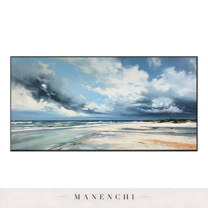 Coastal Tempest Horizon - original hand-painted abstract painting by Manenchi