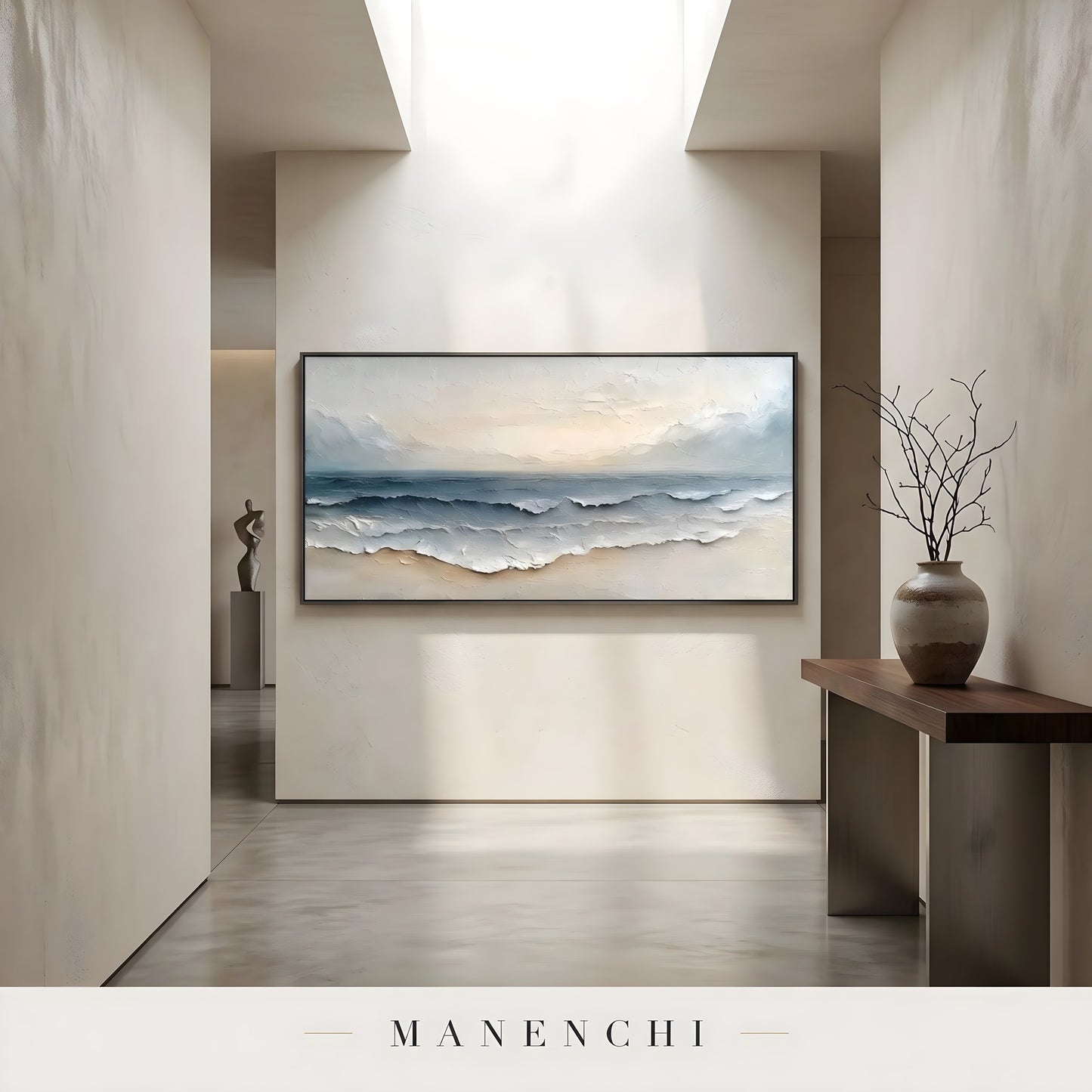 Coastal Tonal Impression - original hand-painted abstract painting by Manenchi