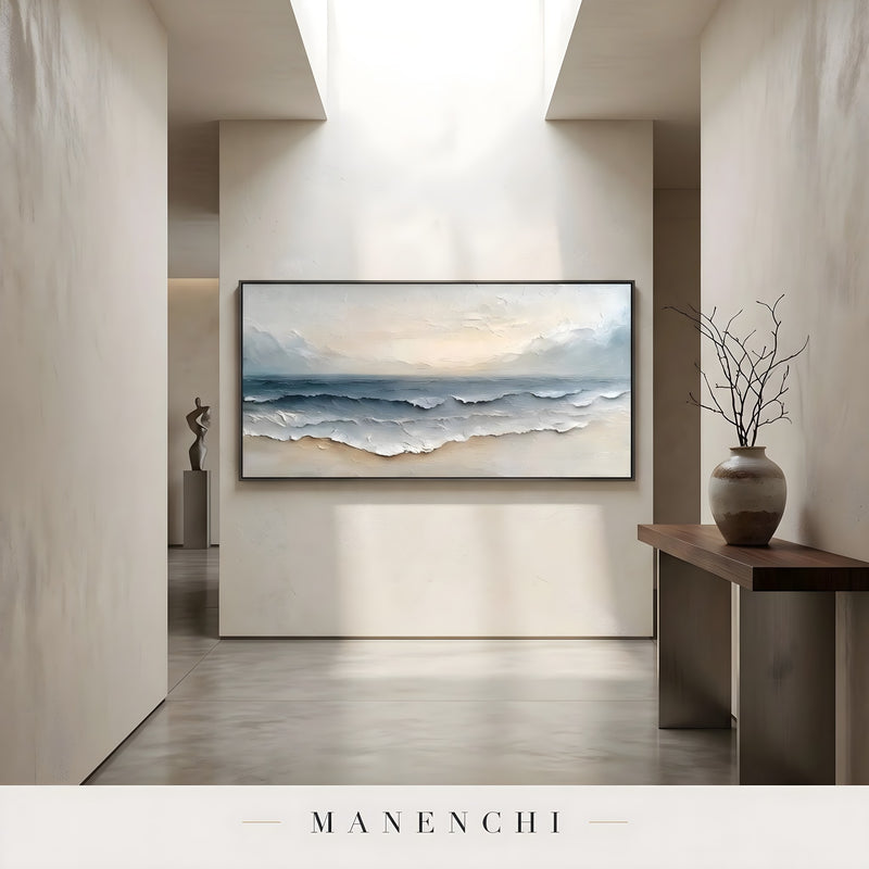 Coastal Tonal Impression - original hand-painted abstract painting by Manenchi
