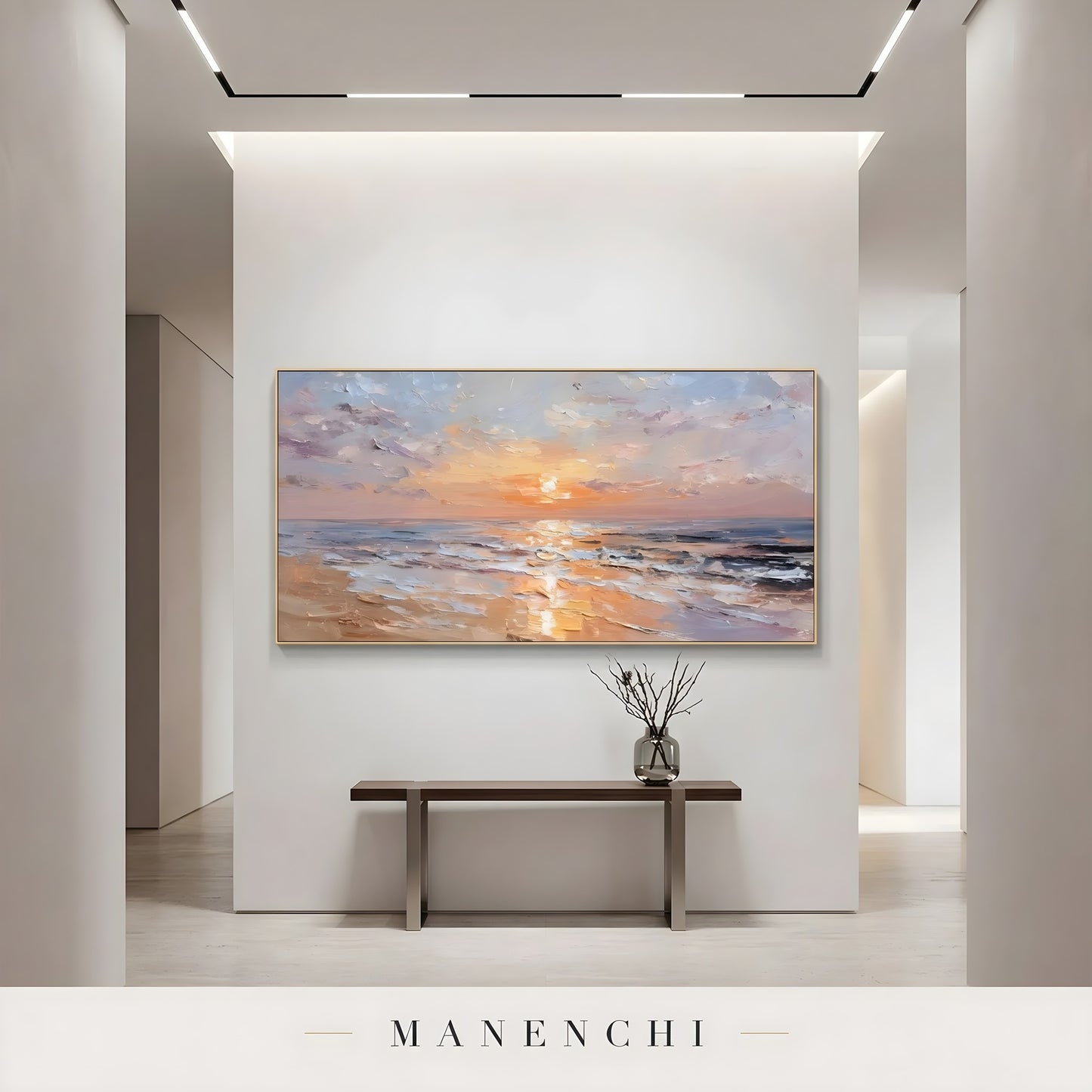 Coastal Twilight Glow - original hand-painted abstract painting by Manenchi