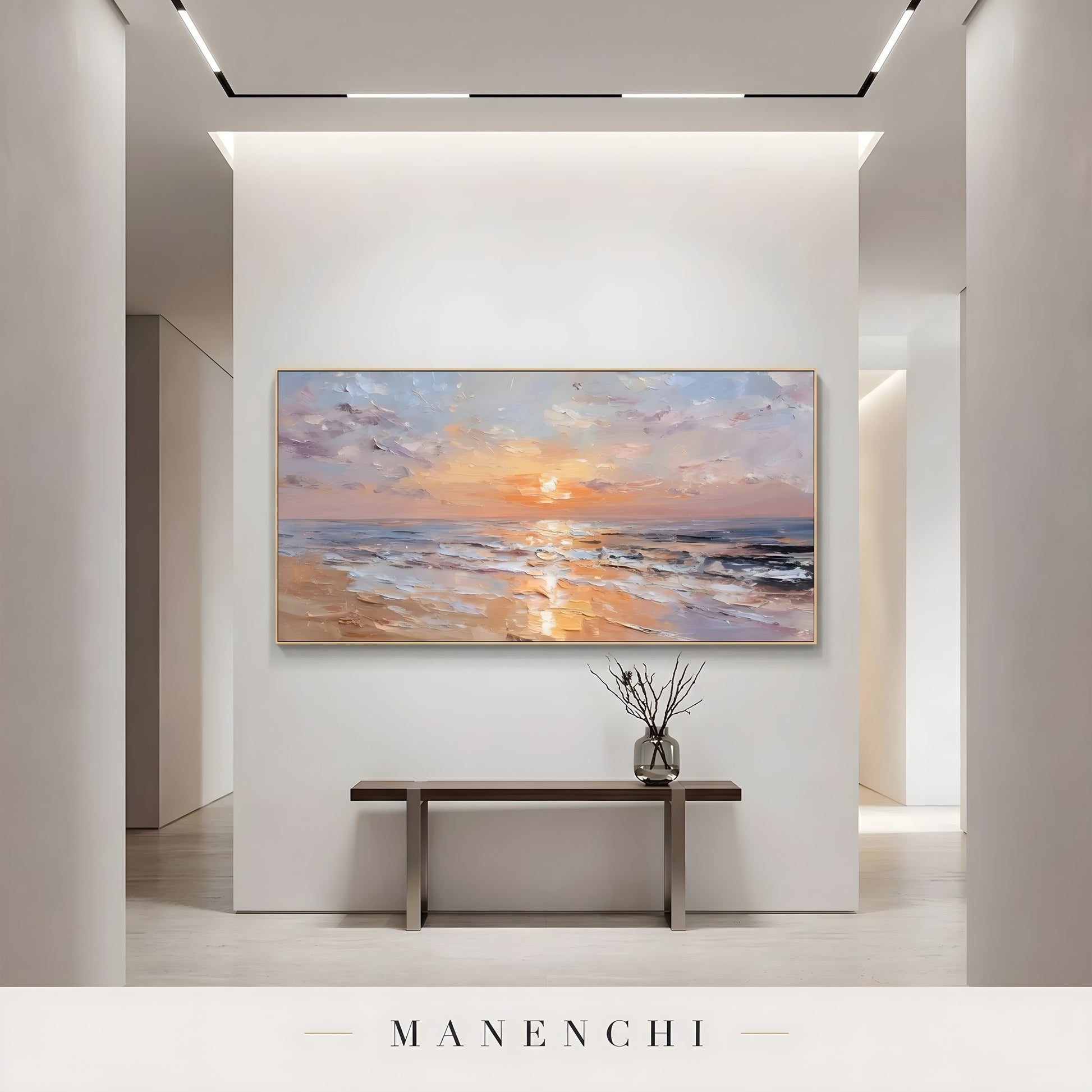 Coastal Twilight Glow - original hand-painted abstract painting by Manenchi