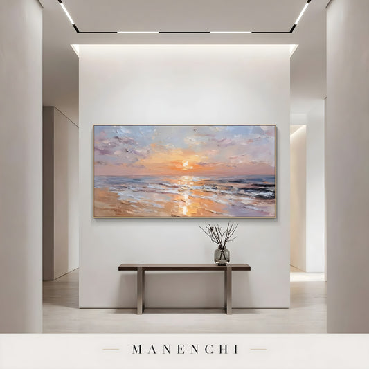 Coastal Twilight Glow - original hand-painted abstract painting by Manenchi