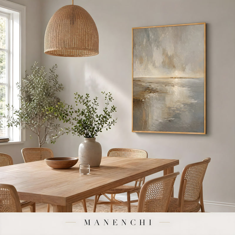 Coastal Twilight Stillness - original hand-painted abstract painting by Manenchi