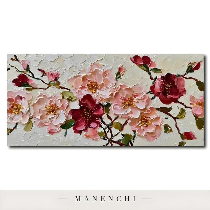 Crimson Petal Harmony - original hand-painted abstract painting by Manenchi
