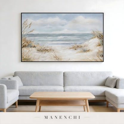 Distant Shoreline Calm - original hand-painted abstract painting by Manenchi