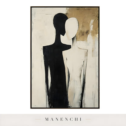 Dualistic Silhouette Union - original hand-painted abstract painting by Manenchi