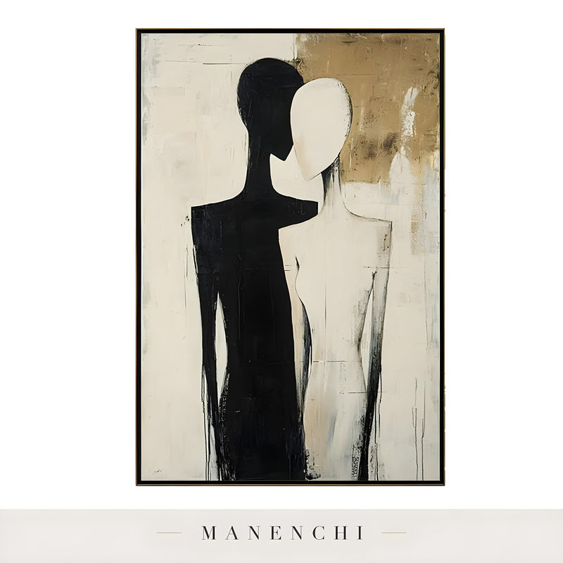 Dualistic Silhouette Union - original hand-painted abstract painting by Manenchi
