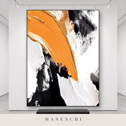 Dynamic Momentum abstract painting displayed in an entryway