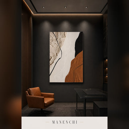 Earthbound Contrast abstract painting displayed in a study
