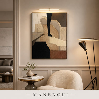 Earthen Forms neutral geometric canvas in an office waiting room