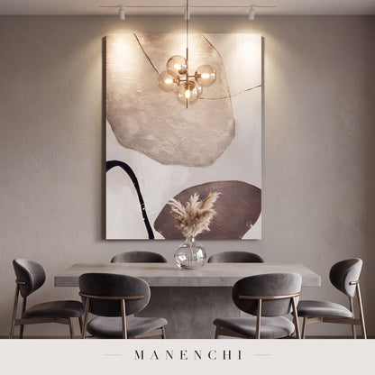 Earthy Contours abstract painting displayed in a dining room