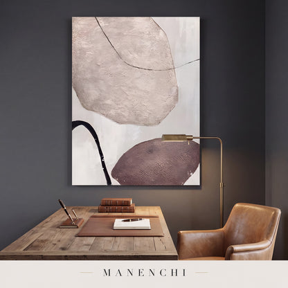 Earthy Contours abstract painting displayed in a study