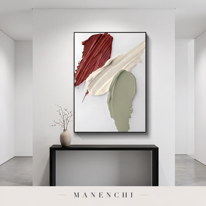 Earthy Impasto Strokes abstract painting displayed in an entryway