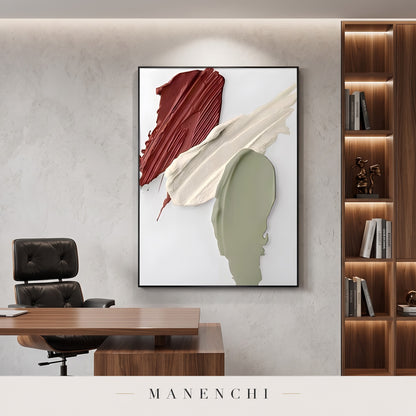 Earthy Impasto Strokes abstract painting displayed in a study