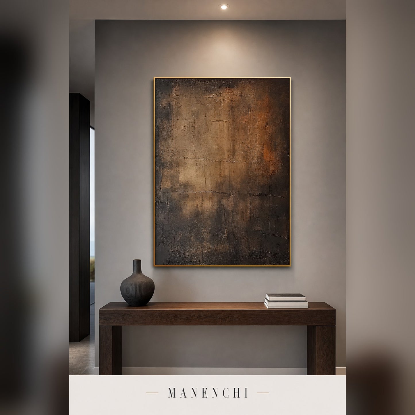 Earthy Tones abstract painting displayed in an entryway
