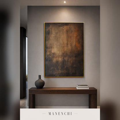 Earthy Tones abstract painting displayed in an entryway