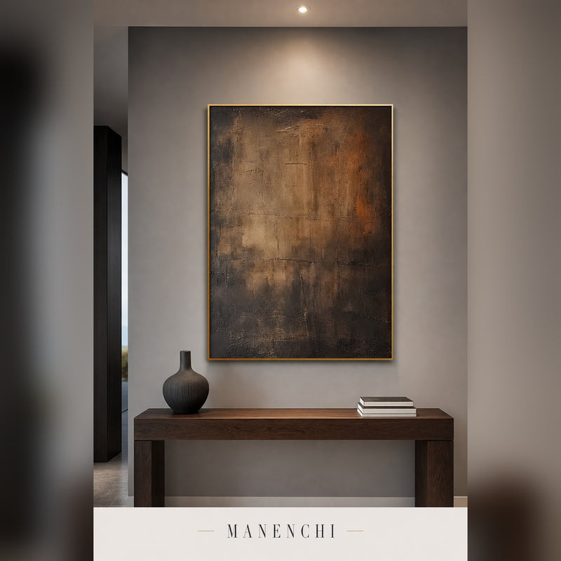 Earthy Tones abstract painting displayed in an entryway