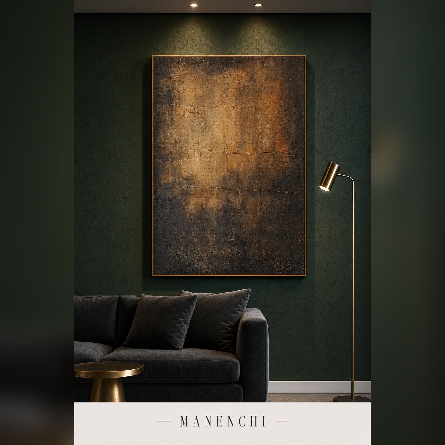 Earthy Tones abstract painting displayed in a modern living room