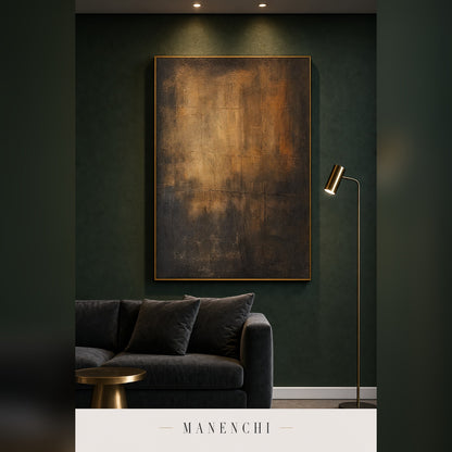 Earthy Tones abstract painting displayed in a modern living room